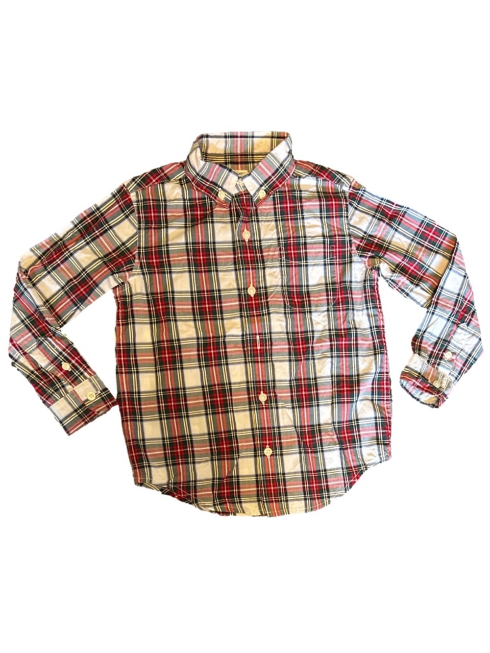 Janie and Jack Red, White & Black Plaid Button-Down Shirt